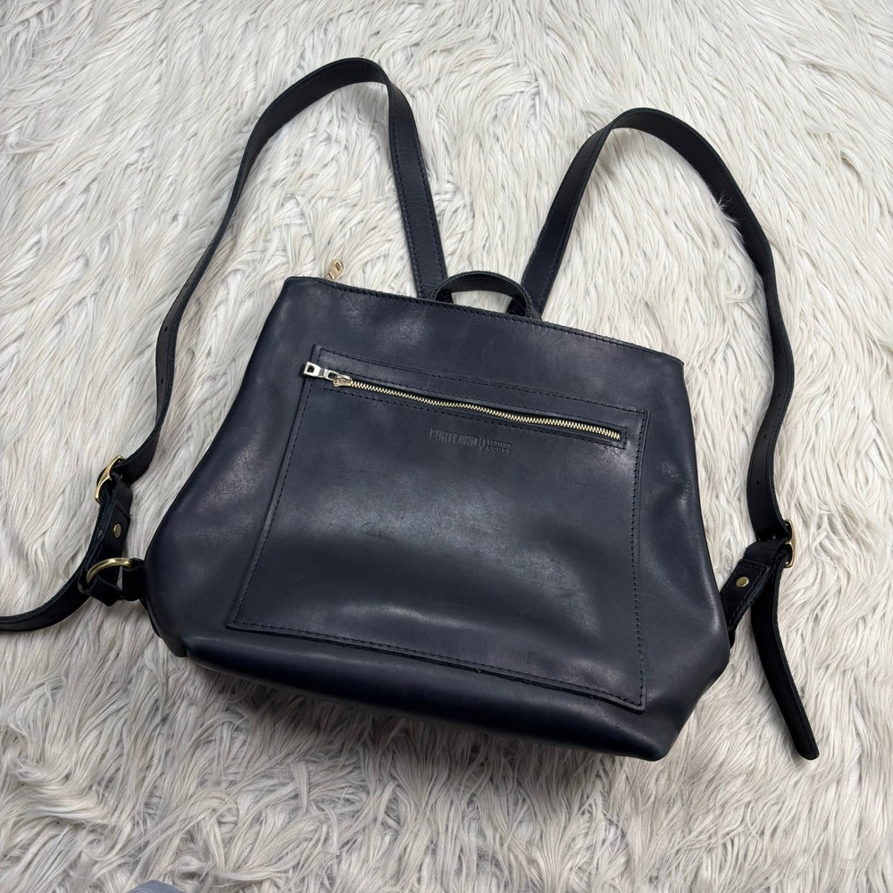Portland Leather Goods Black Leather Large Tote Backpack Minimalist Quiet Luxury